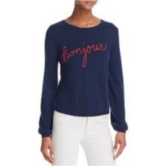 JOIE BONJOUR AU REVOIR WOOL EMBROIDERED SWEATER S - Picture 2 of 10